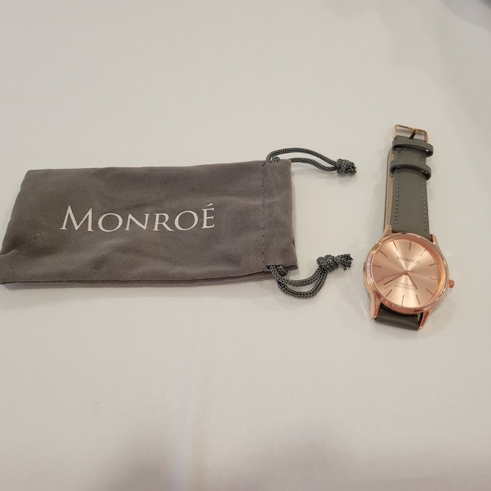 Monroe Rose Gold Leather Wrist Watch Quartz Stainless Steel